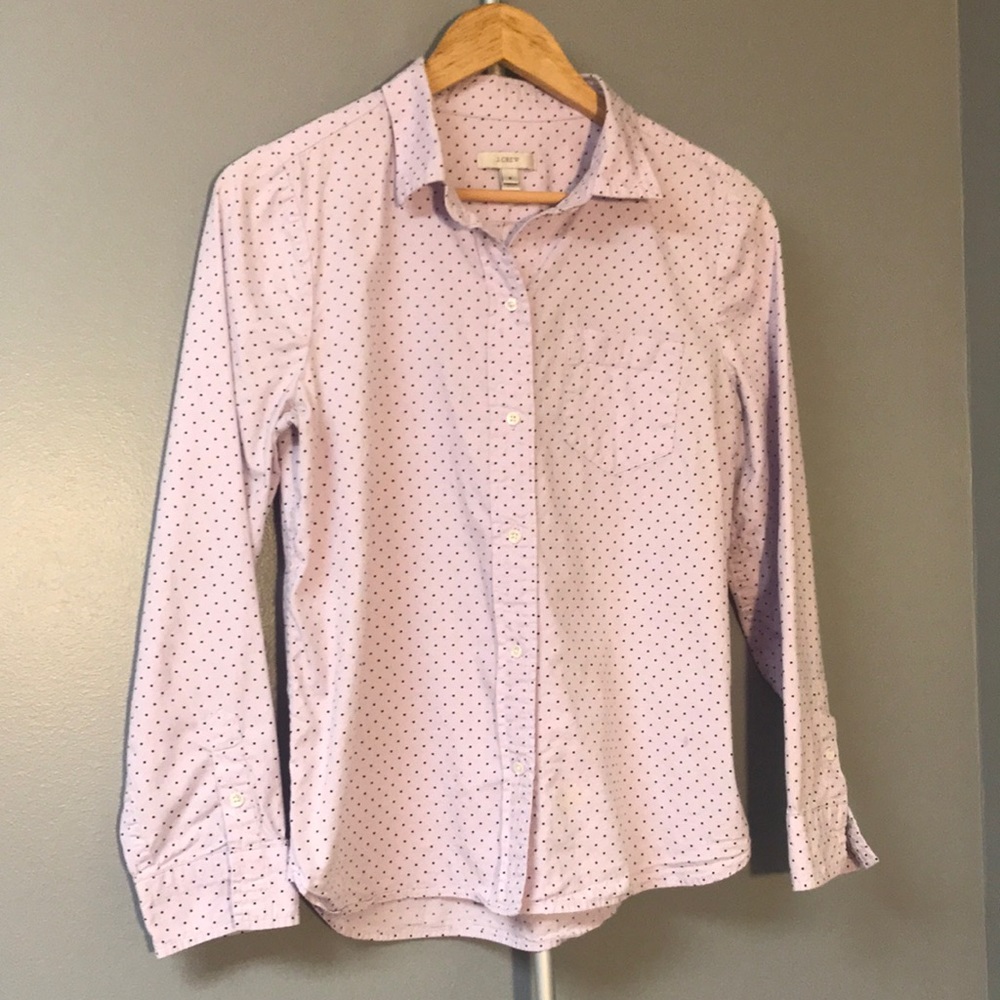 J Crew Polka Dot Classic Button Down